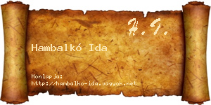 Hambalkó Ida névjegykártya